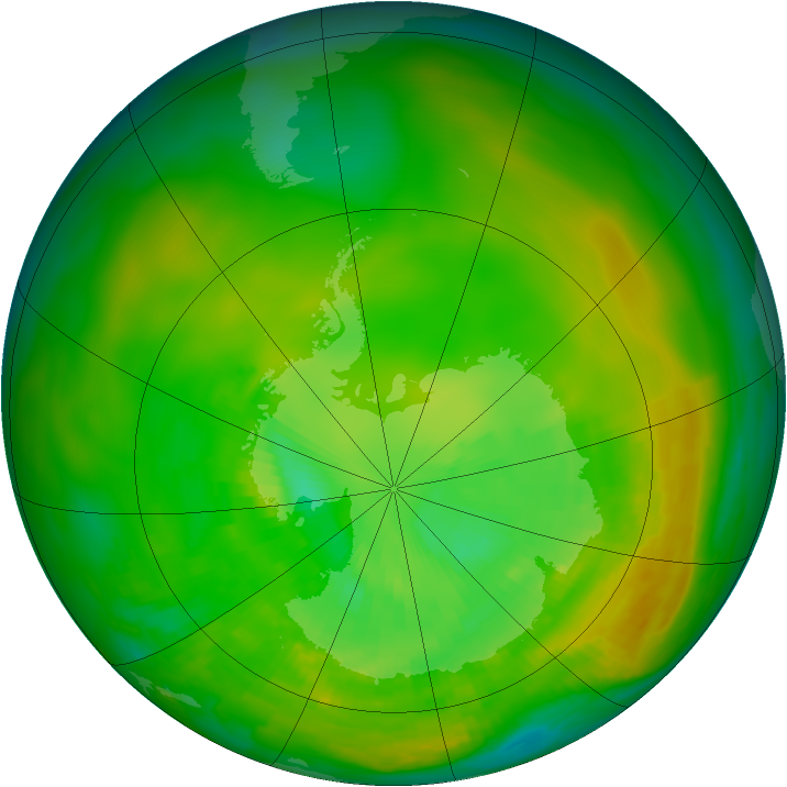 Antarctic ozone map for 22 December 1979